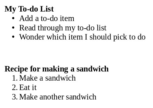 Example of Bulleted and Numbered lists in a word processor